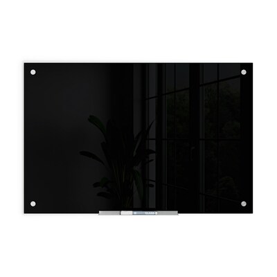 U Brands Black Glass Dry Erase Board, Frameless, 35 x 23 (170U00-01)