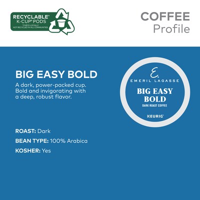 Emeril's Big Easy Bold Coffee, Keurig K-Cup Pod, Dark Roast, 96/Carton (PB4137CT)