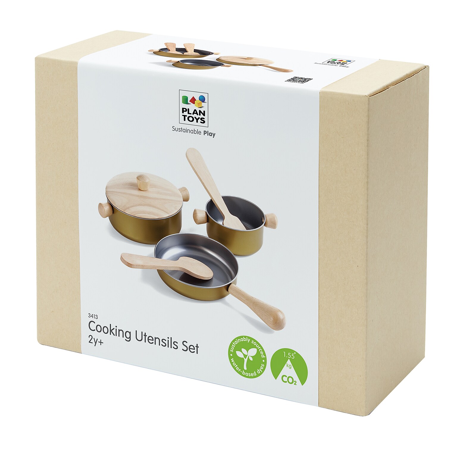 PlanToys Cooking Utensils Set, Natural (PTS3413)
