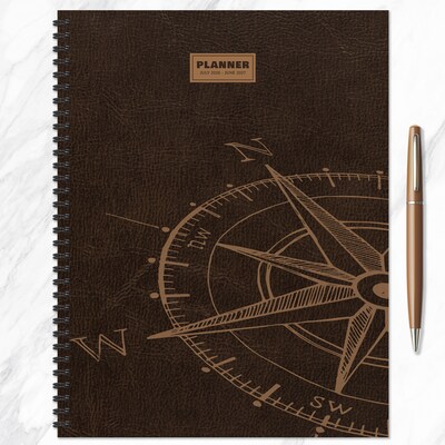 2026-2027 TF Publishing Leathered Compass 9" x 11" Academic Weekly & Monthly Planner, Paperboard Cover (AY27-9702)