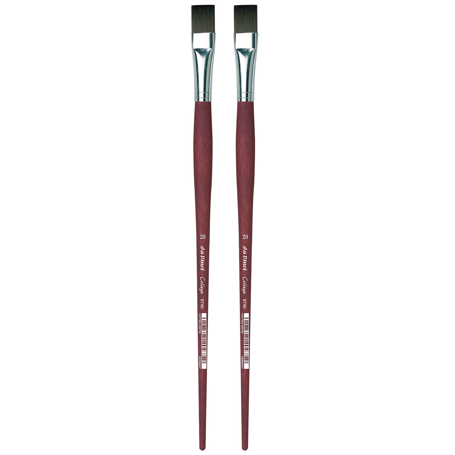 da Vinci COLLEGE Oil and Acrylic Synthetic Bristle, Flat Brush, 2/Bundle (DVXVA874020-2)