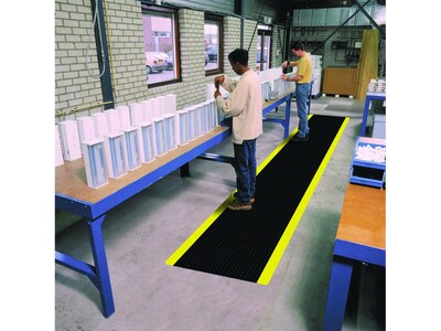 NoTrax Saddle Trax Anti-Fatigue Mat, 60" x 36", Black/Yellow (979S0035YB)