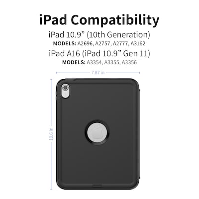 CODi iPad Essentials Bundle: Protective Folio Case 11" (A16)/ 10.9" (10th Gen) + Screen Protector, Black  (TK000007)