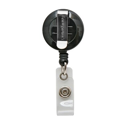 SICURIX Standard Round ID Badge Reel with Belt Clip, Black, Pack of 6 (BAU68824-6)