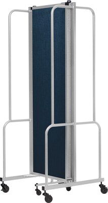 National Public Seating Robo Series 3-Panel Folding Mobile Room Divider, 72"H x 72"W, Blue Fabric (RDG6-3PT04)