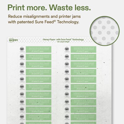 Avery Hemp Rectangle Laser/Inkjet Multipurpose Labels, 2/3" x 3-7/16", Off-White (1200/Box)