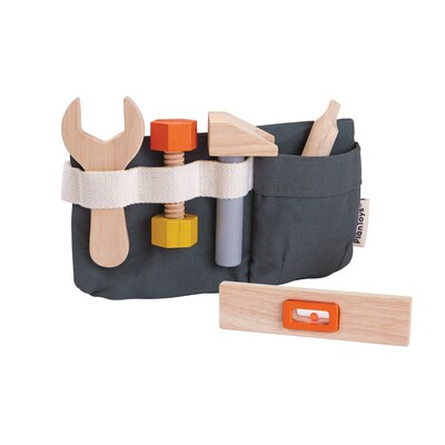 PlanToys Tool Belt and Wooden Tool Set, Natural (PTS3485)