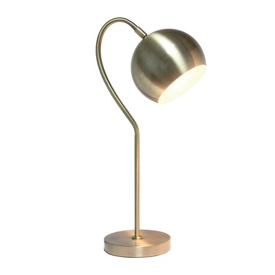 Lalia Home Mid Century Curved Table Lamp with Dome Shade, Antique Brass (LHT-5031-AB)