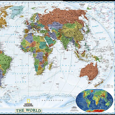 National Geographic World Decorator Map, Laminated, 46" x 30.5" (NGMRE00622079)