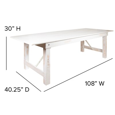 Flash Furniture HERCULES Series 108" Folding Farm Dining Table, Rustic White (XAF108X40WH)