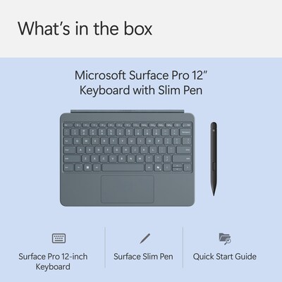 Microsoft Surface Pro 12" Keyboard Cover with Slim Pen 2, Ocean (EP2-33077)