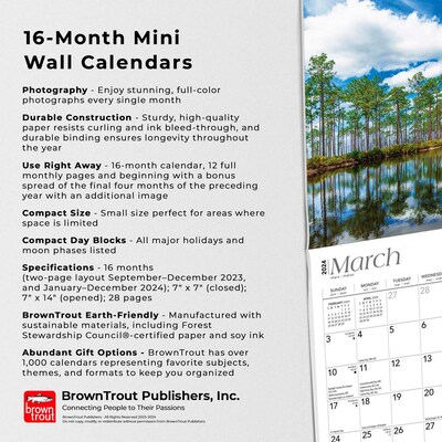 2024 BrownTrout Georgia Wild & Scenic 7" x 14" Monthly Wall Calendar (9781975462796)
