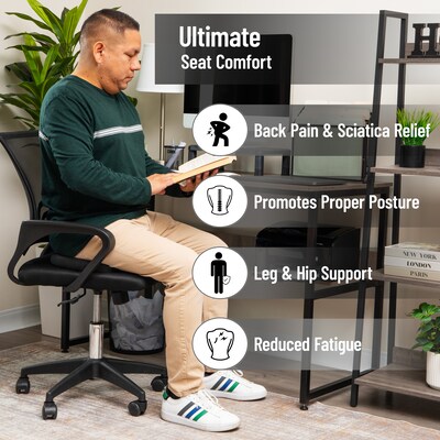 Mind Reader Ergonomic Memory Foam Seat Cushion with Cooling Core, Black (DOSEATCG-BLK)