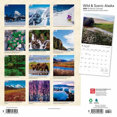 2024 BrownTrout Alaska Wild & Scenic 12 x 12 Monthly Wall Calendar (9781975457556)