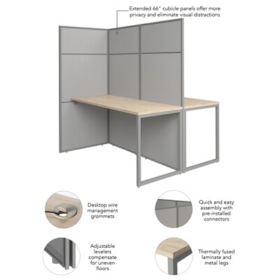 Bush Business Furniture Easy Office 66"H x 60"W 2 Person Back to Back Cubicle Panel Workstation, Natural Elm (EODH460NE-03K)
