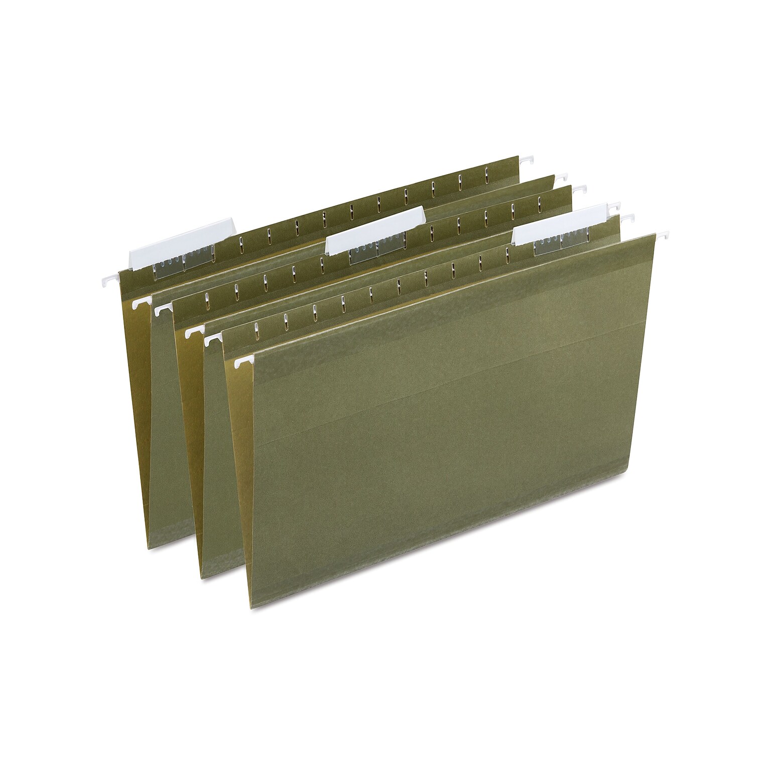 Quill Brand® Premium Reinforced 100% Recycled Hanging File Folders, 1/3-Cut, Legal Size, Green, 25/Box (76313P)