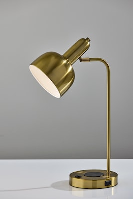 Adesso Rico Supercharger Incandescent Desk Lamp, 19"H, Antique Brass (2609-21)