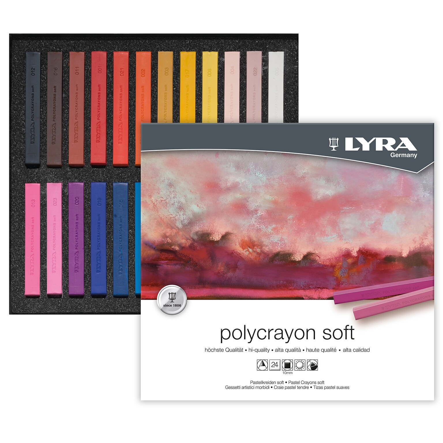 Lyra PolyCrayons Soft Pastel Sticks Set, Assorted Colors, 24/Set (LYXL5651240)