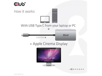 Club 3D USB C to DVI-D Adapter, Male to Female, Silver (CAC-1510)