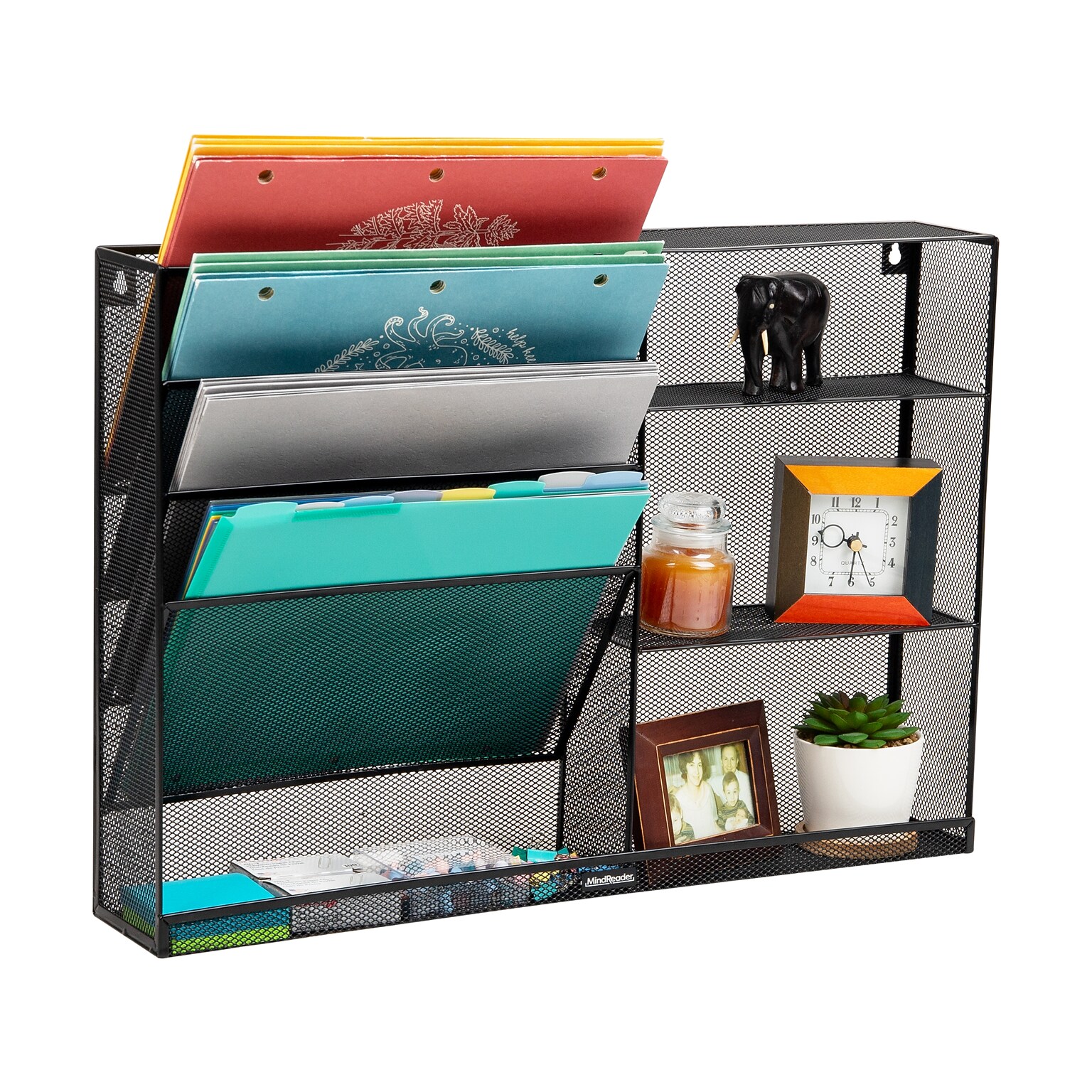 Mind Reader 8-Compartment Stackable Metal Desk Organizer, Black (MAGSHELF-BLK)