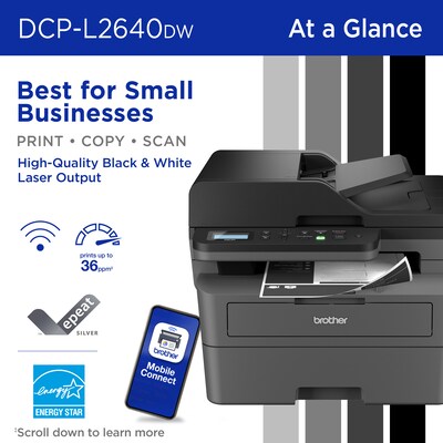 Brother RDCP-L2640DW Refurbished Wireless, Black & White, All-In-One Laser Printer, Refresh Subscription Ready
