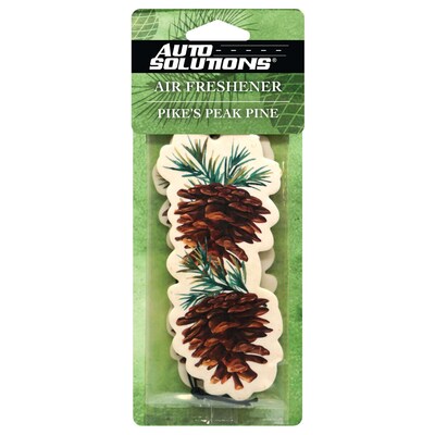 Auto Solutions Pine Scented Air Freshener, Green, 2 Fresheners/Pack, 12 Packs/Box, 12 Boxes/Carton (