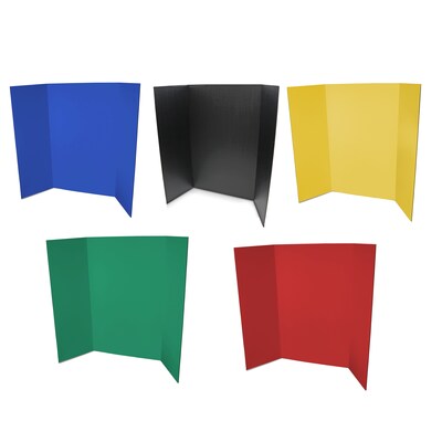 Flipside Tri-Fold Presentation Board, 36 x 48, Corrugated, Assorted Colors, 10/Pack (30045-10)