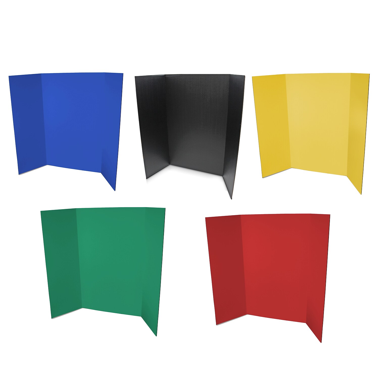 Flipside Tri-Fold Presentation Board, 36 x 48, Corrugated, Assorted Colors, 10/Pack (30045-10)