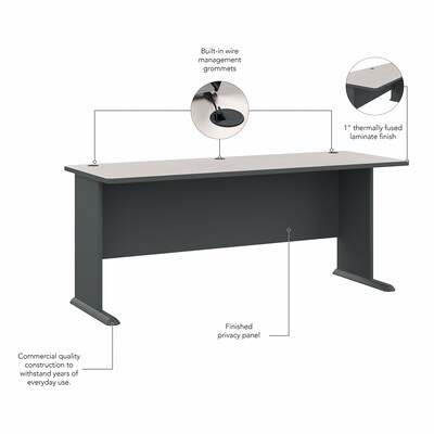 Bush Business Furniture Cubix 72"W Desk, Slate/White Spectrum (WC84872)