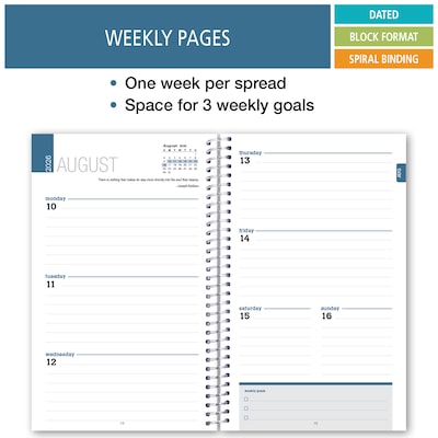 2026-2027 ELAN 5" x 8" Academic Weekly & Monthly Student Planner, Paperboard Cover, White (HS-03-AY26-C2)