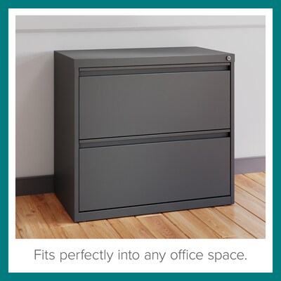 Hirsh Lateral 101 2-Drawer Lateral File Cabinet, Letter/Legal Size, Lockable, 27.75"H x 30"W x 17.63"D, Charcoal (24084)