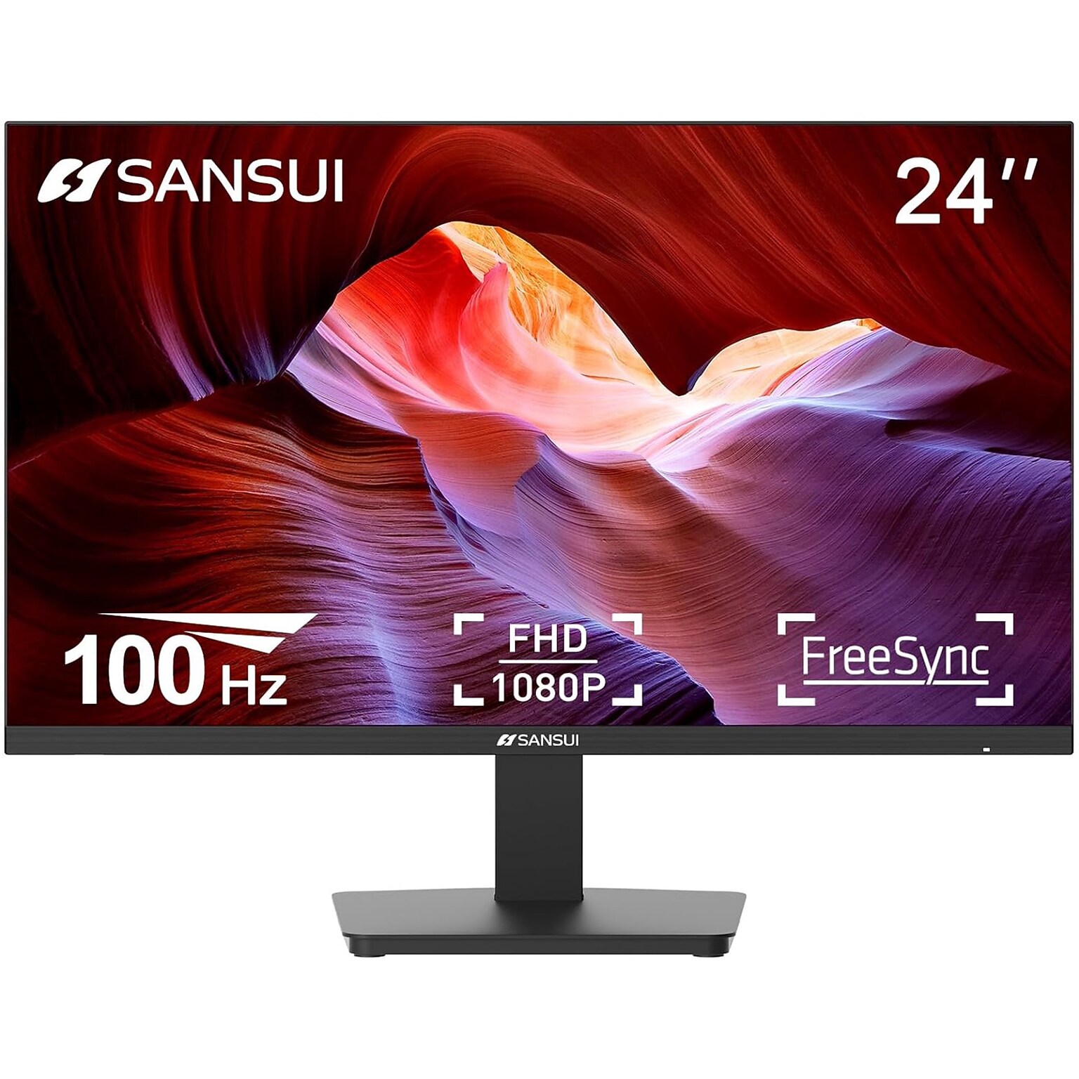 Sansui S24F2F 24 FHD VA 100Hz LCD AMD FreeSync Monitor, HR10, Black