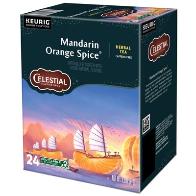 Celestial Seasonings Mandarin Orange Spice Herbal Tea, Keurig® K-Cup® Pods, 24/Box (14735)
