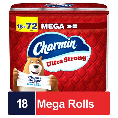 Charmin Ultra Strong Mega Toilet Paper, 2-ply, White, 220 Sheets/Roll, 18 Rolls/Case (01560/52084)