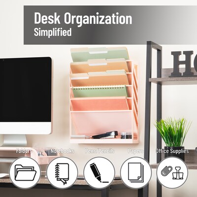 Mind Reader 5-Pocket Plastic Mountable Wall File, Letter Size, Pink (WALLANCH-PNK)