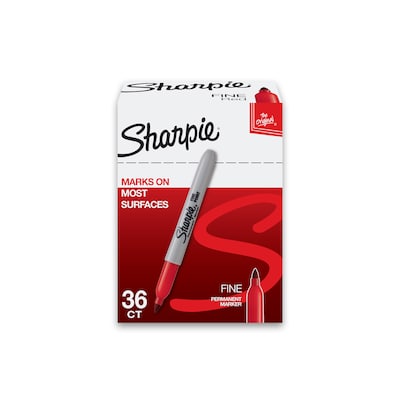 Sharpie Permanent Markers, Fine Tip, Red, 36/Pack (1920937)