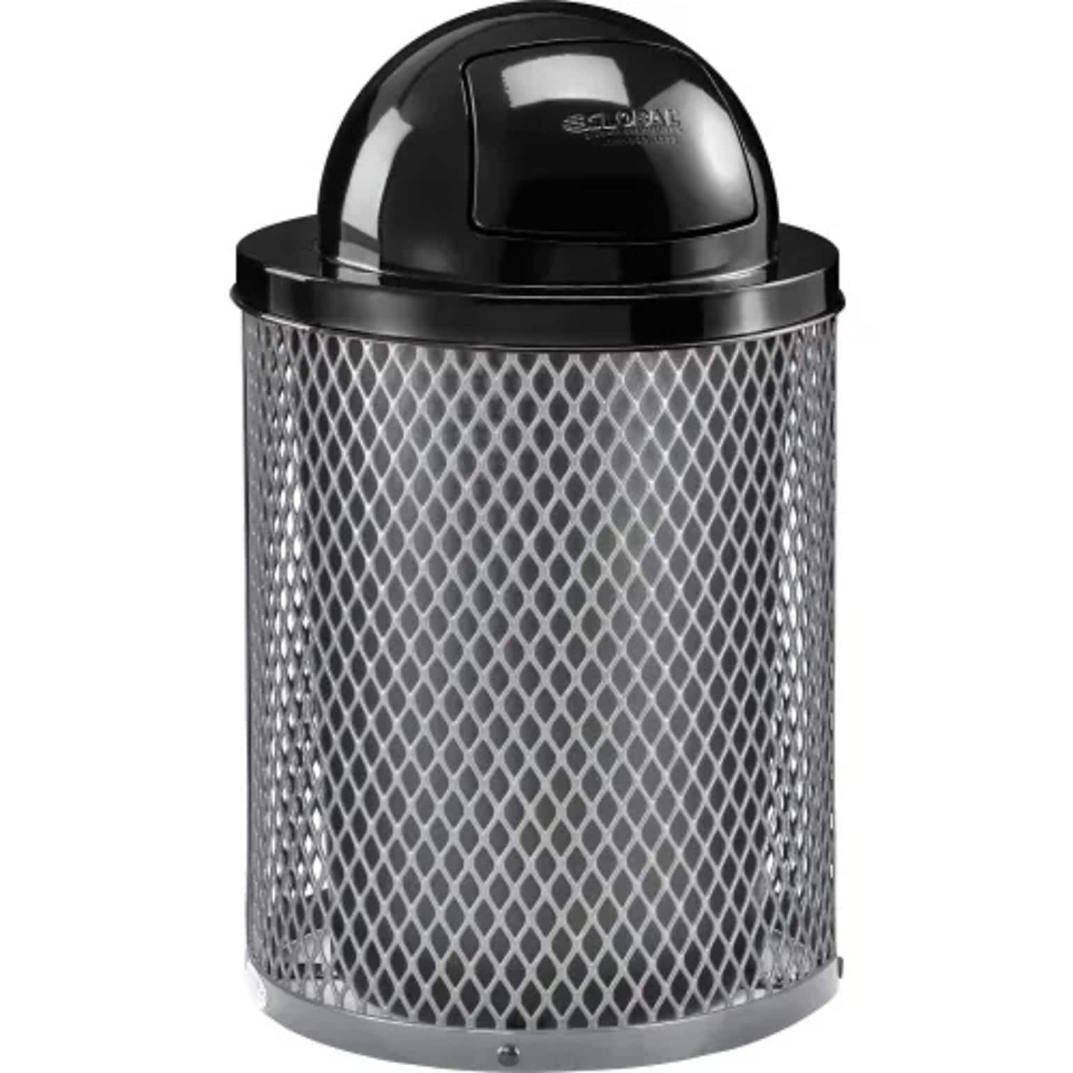 Global Industrial Outdoor Diamond Steel Trash Can w/ Dome Lid, 36 Gallon, Gray (261948GY)