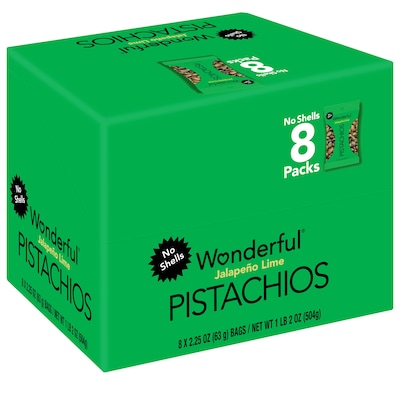 Wonderful Pistachios Salted Jalapeno Lime, 2.25 oz., 8 Bags/Box (JL0146A25M)