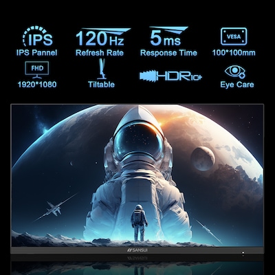 Sansui 27 FHD 120Hz IPS Adaptive Sync Monitor, Tilt Adjustable, Black (ES-27F2)