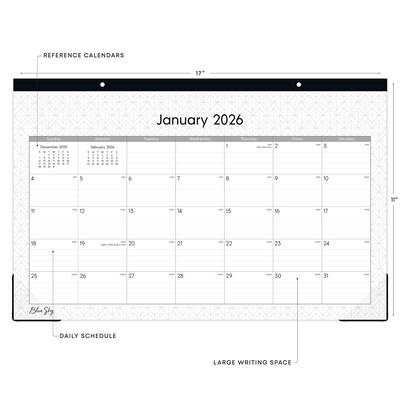 2026 Blue Sky Enterprise 17 x 11 Monthly Desk Calendar, Black/White (111293-26)