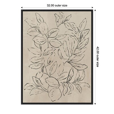 Amanti Art Outlined Leaves II by Asia Jensen Framed Canvas Wall Art Print, 32" x 42" (A42677748496)