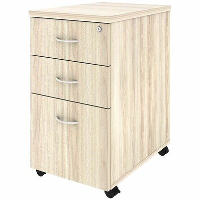 Lorell Essentials 3-Drawer Mobile Pedestal, Letter/Legal Size, Modern Elm/Silver Brush (LLR66328)