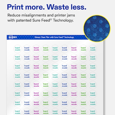Avery Round Laser/Inkjet Multipurpose Labels, Clear, 108 Labels/Sheet, 50 Sheets/Pack (19479311185)