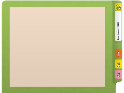 Medical Arts Press Reinforced End Tab File Folder, Straight-Cut, Letter Size, Manila/Green, 50/Box (S-09473-GRN)