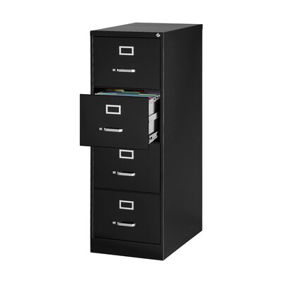 Quill Brand® Commercial 4 File Drawer Vertical File Cabinet, Locking, Black, Legal, 26.5D (13450D)