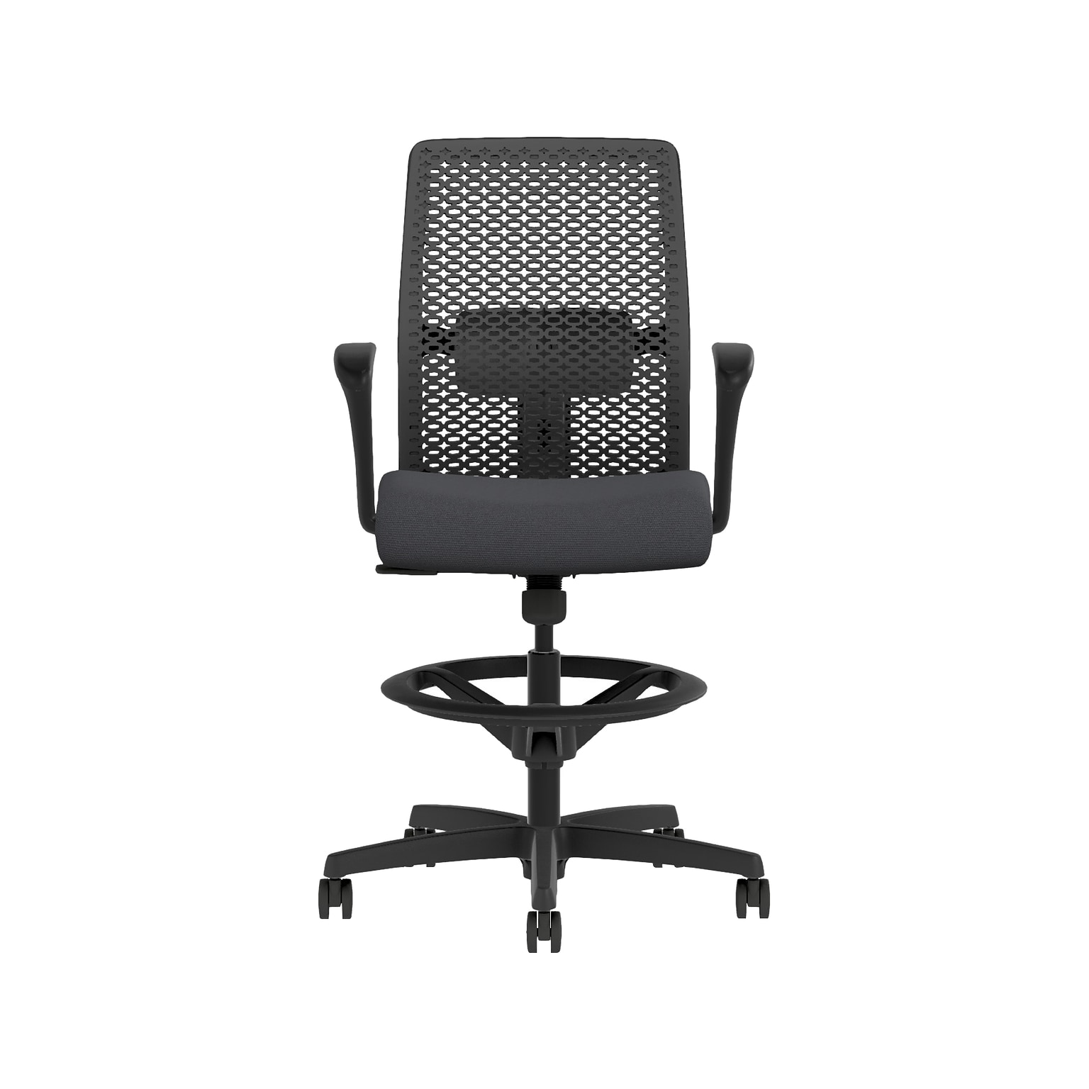 HON Ignition 2.0 ReActiv Back Vinyl Task Stool with Footrest and Lumbar Support, Black (HITSRA.S0.F.H.0S.SX23.BL.SB.T)