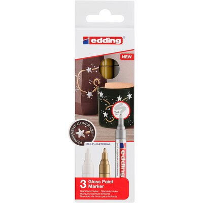 edding 750 Series Oil Based Gloss Paint Marker, Metallic Colors, 3/Pack (EDD47503999)