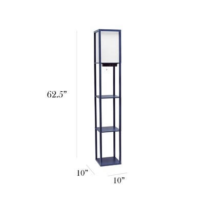 Simple Designs Etagere Organizer 62.5" Floor Lamp with Rectangular Shade, Navy Blue (LF1037-NAV-CCLB)