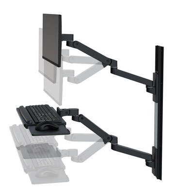 Ergotron LX Pro Adjustable Dual Keyboard & Monitor Wall Mount, Up to 34", Black (45-696-292)