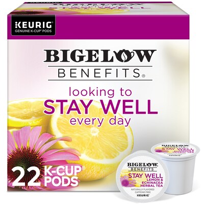 Bigelow Benefits Stay Well Lemon and Echinacea Herbal Tea Pods, 22/Box (420250)